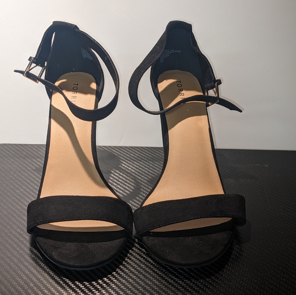 Torrid black two strap tapered heel